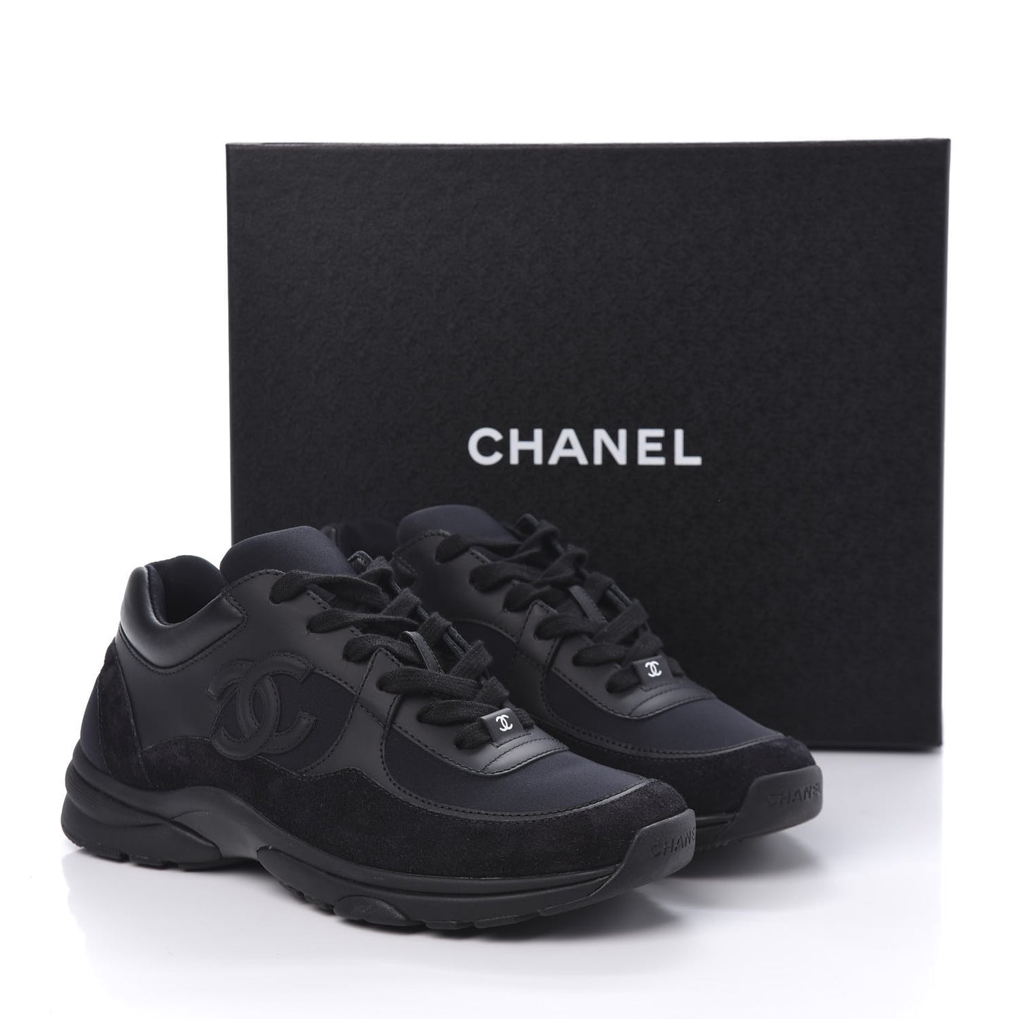 Toile Suede Calfskin CC Sneakers 39 Black