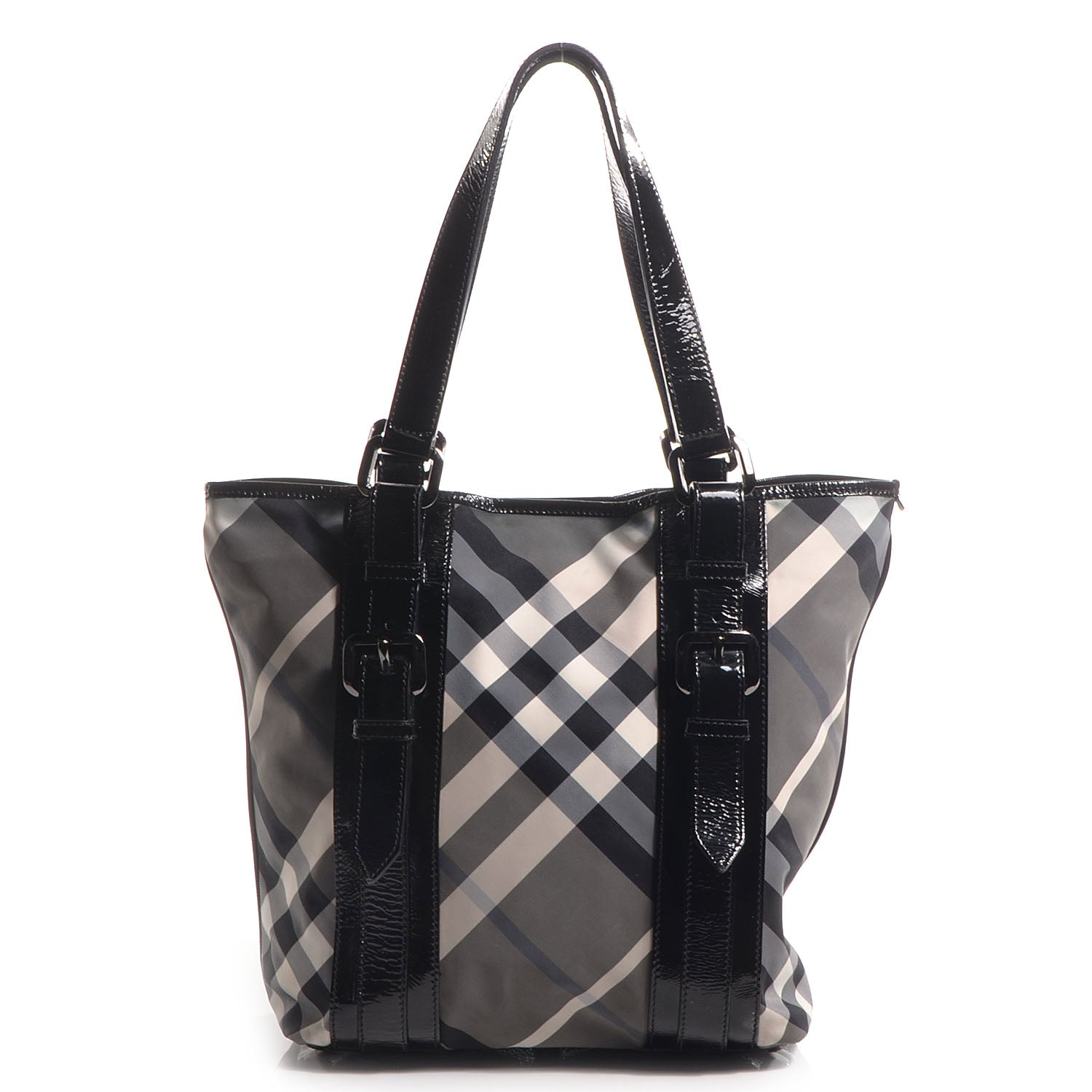 Burberry Nylon Beat Check Medium Victoria Tote Black 1 of 8