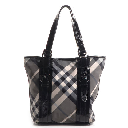 Burberry Nylon Beat Check Medium Victoria Tote Black 1 of 8