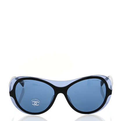 Chanel Acetate Round CC Sunglasses A71227 Blue Black 2 of 8