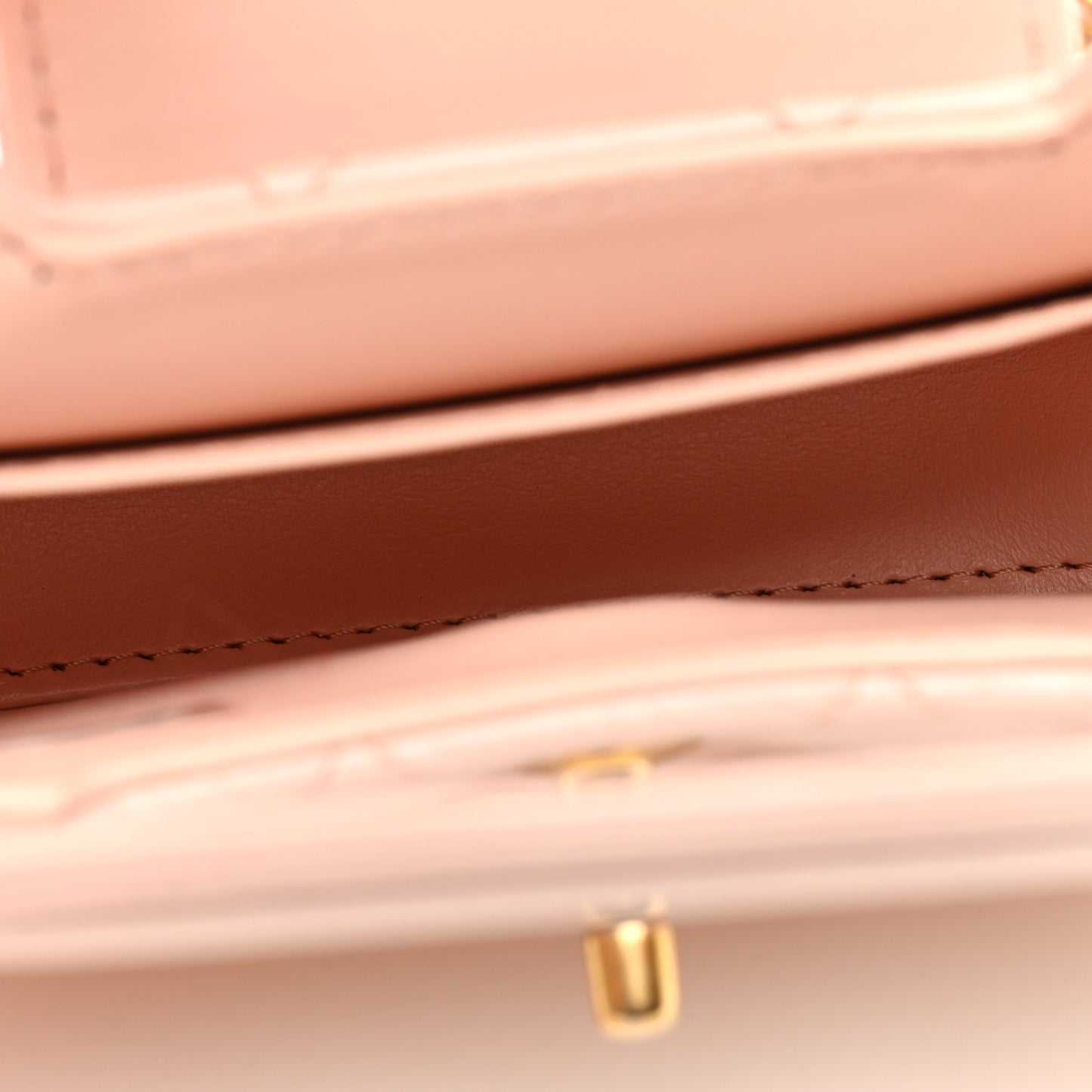 Shiny Aged Calfskin Quilted Mini Nano Kelly Shopper Pink