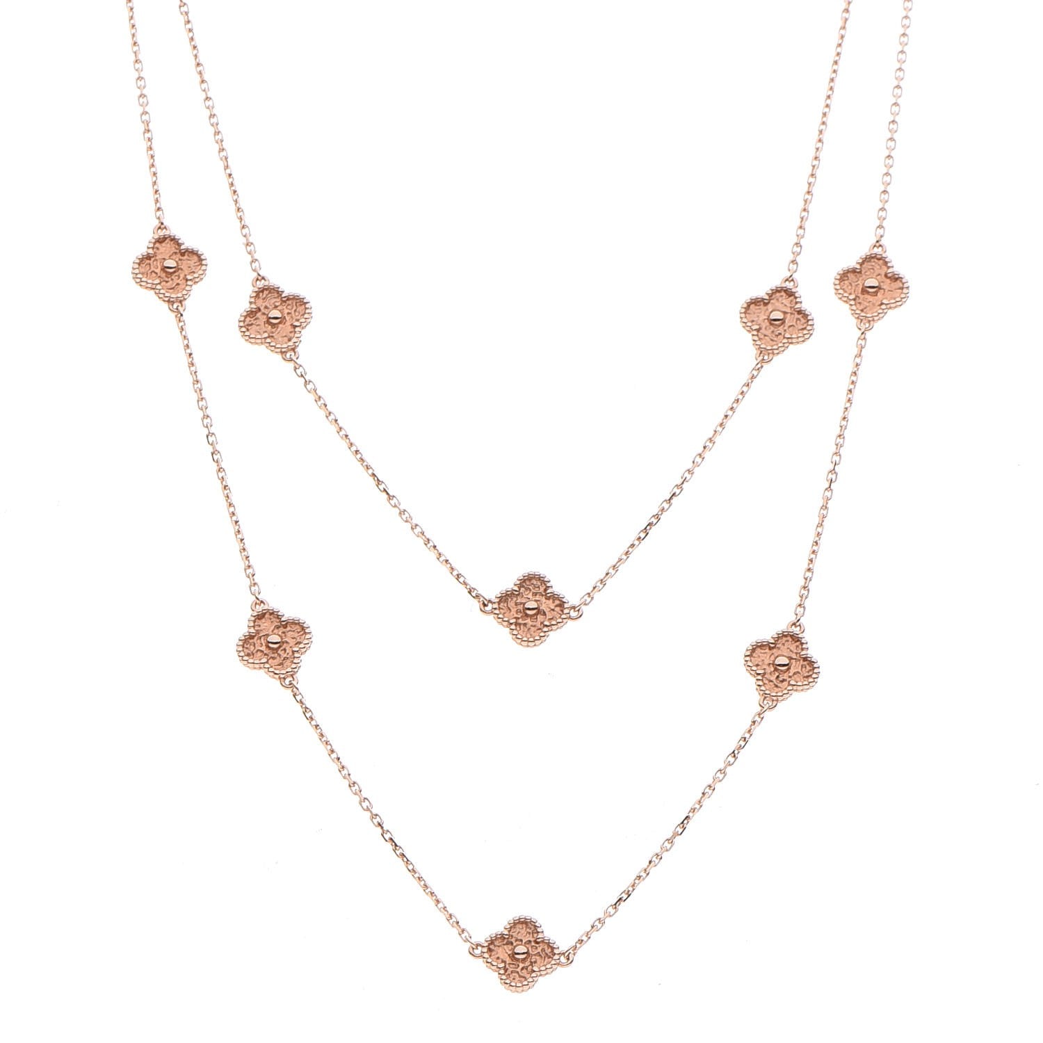 Van Cleef & Arpels 18K Rose Gold 16 Motifs Sweet Alhambra Necklace 1 of 7