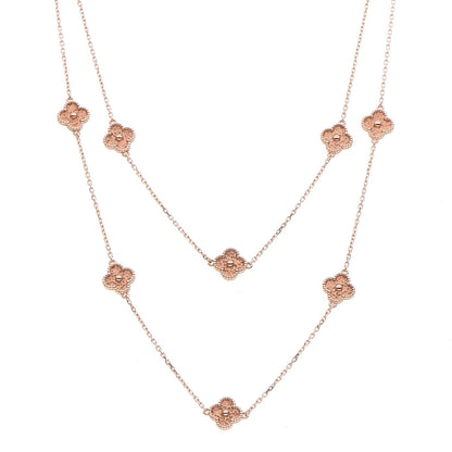 Van Cleef & Arpels 18K Rose Gold 16 Motifs Sweet Alhambra Necklace 1 of 7
