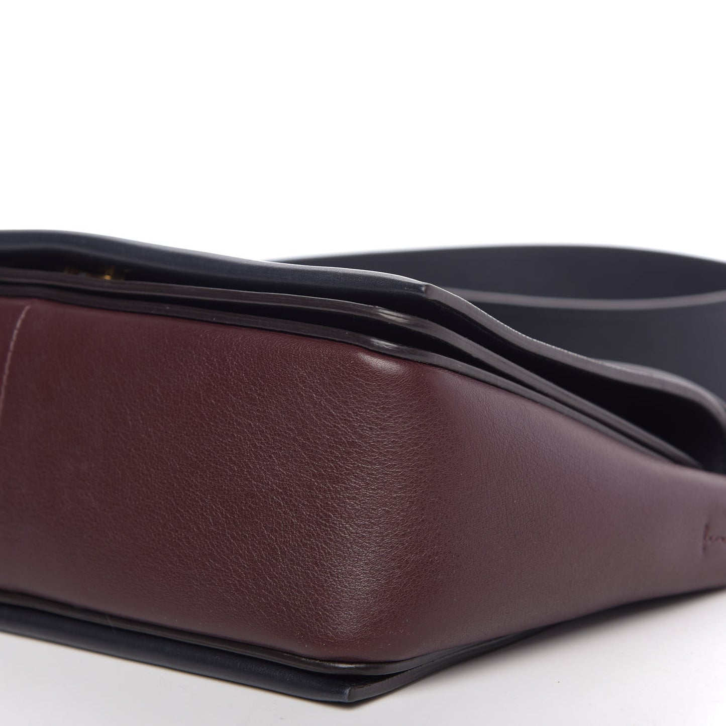 Shiny Smooth Calfskin Medium Frame Shoulder Bag Steel Blue Plum