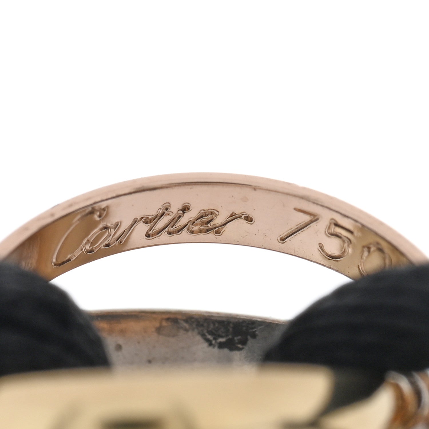 Cartier 18K Pink Yellow White Gold Trinity Adjustable Cord Bracelet Black 3 of 4