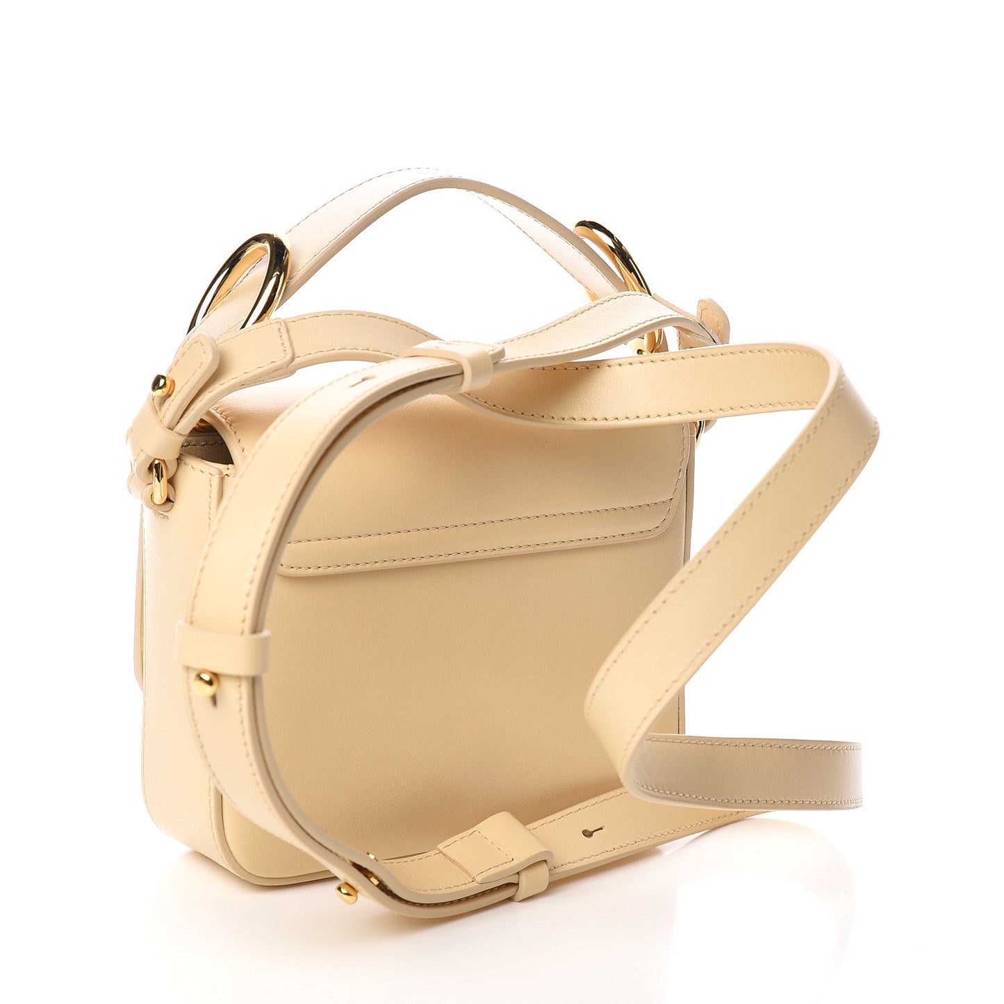 Shiny Calfskin Suede Mini C Double Carry Blondie Beige