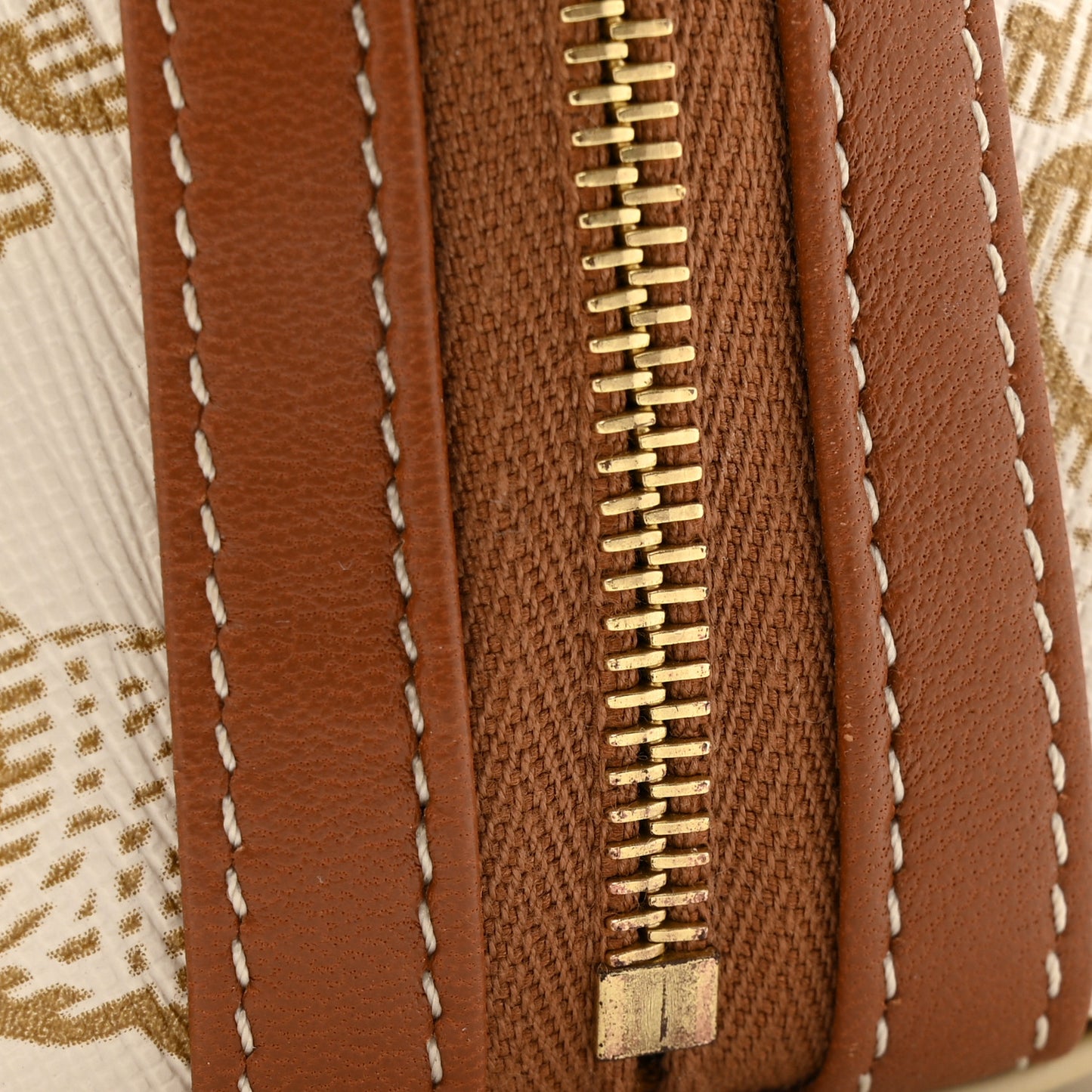 Lambskin Triomphe Canvas Clutch With Chain White Tan