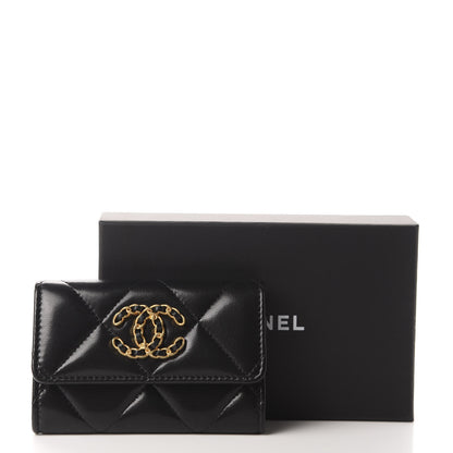 Chanel Lambskin Quilted Chanel 19 Flap Card Holder Black 9 of 9