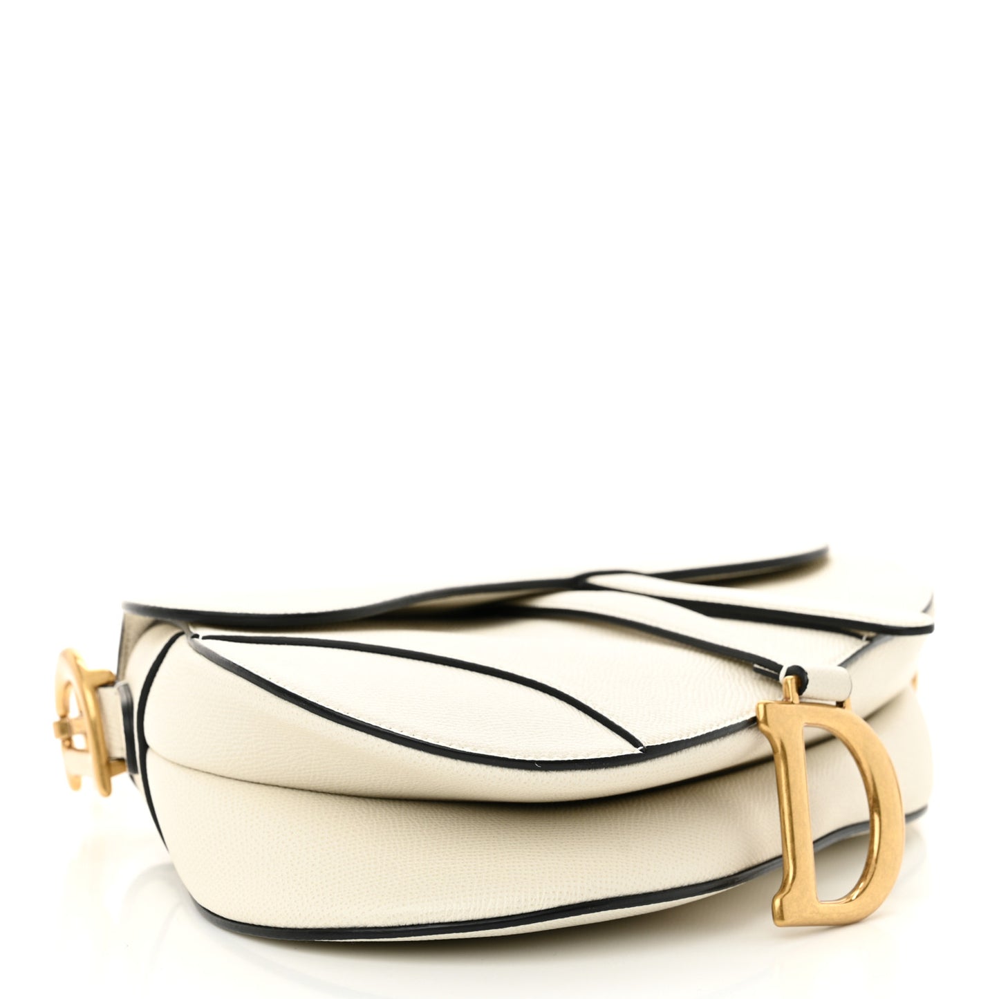 Grained Calfskin Saddle Bag White