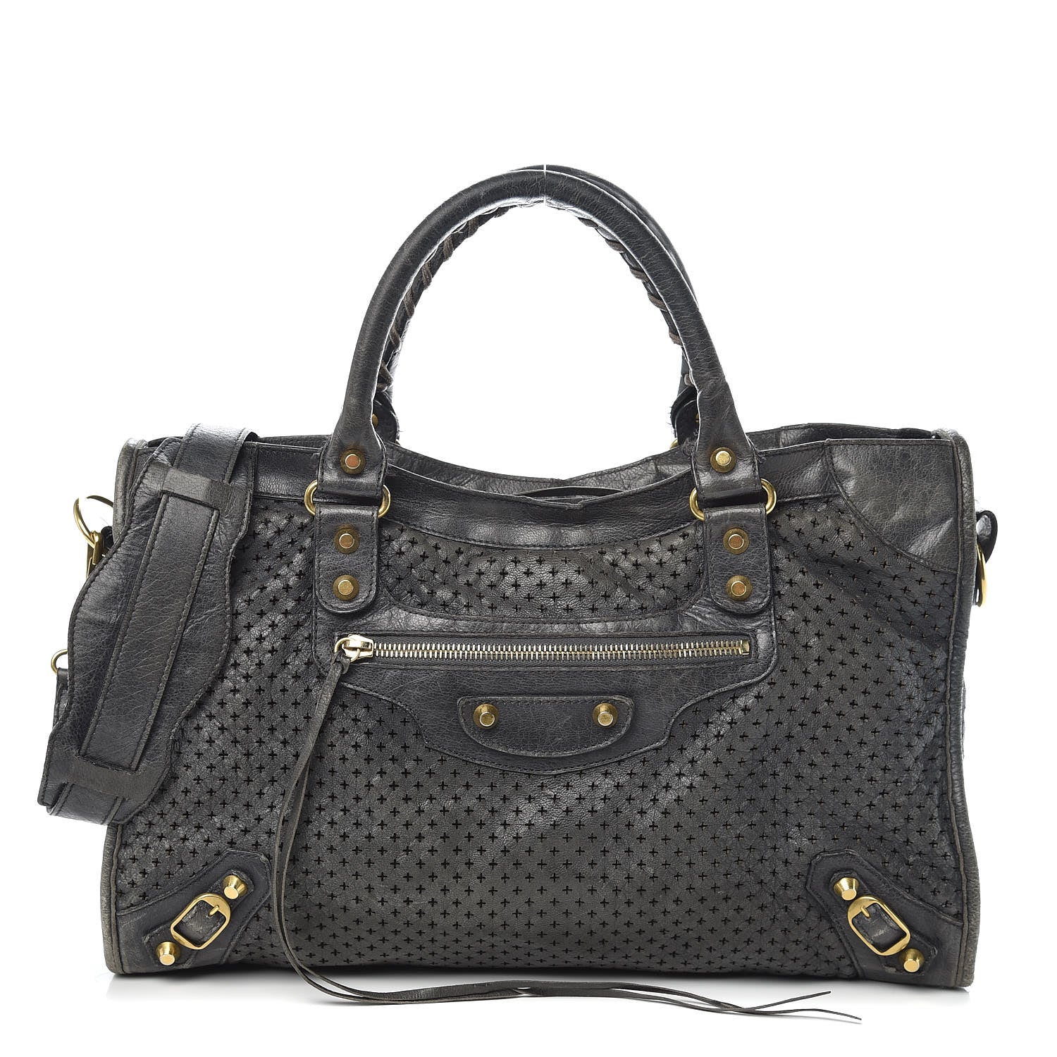 Balenciaga Agneau Laser Cut Cross Classic Gold Hardware City Grey 1 of 12