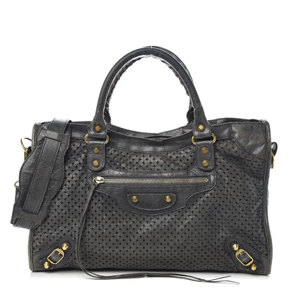 Balenciaga Agneau Laser Cut Cross Classic Gold Hardware City Grey 1 of 12