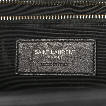 Saint Laurent Grain De Poudre Matelasse Chevron Large Monogram Satchel Black 6 of 13
