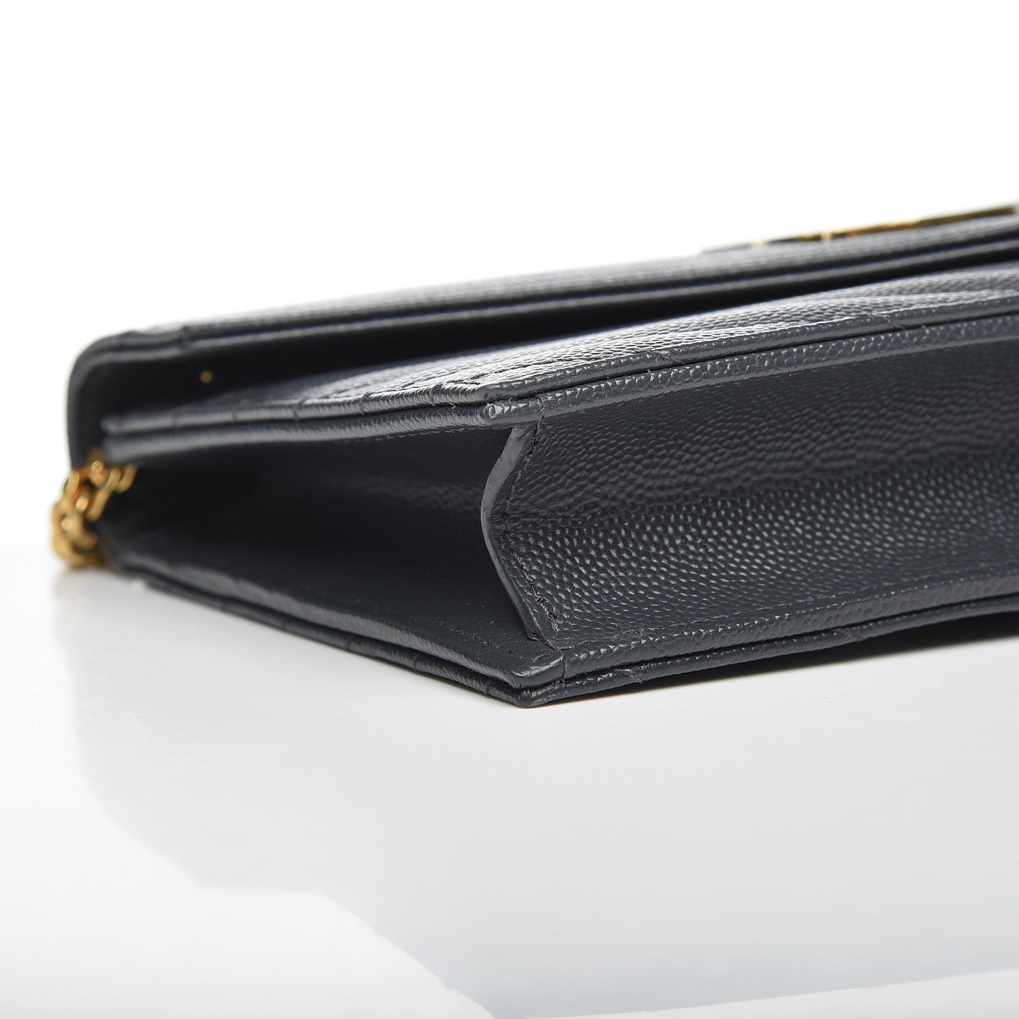 Grain De Poudre Matelasse Chevron Monogram Envelope Chain Wallet Dark Smog