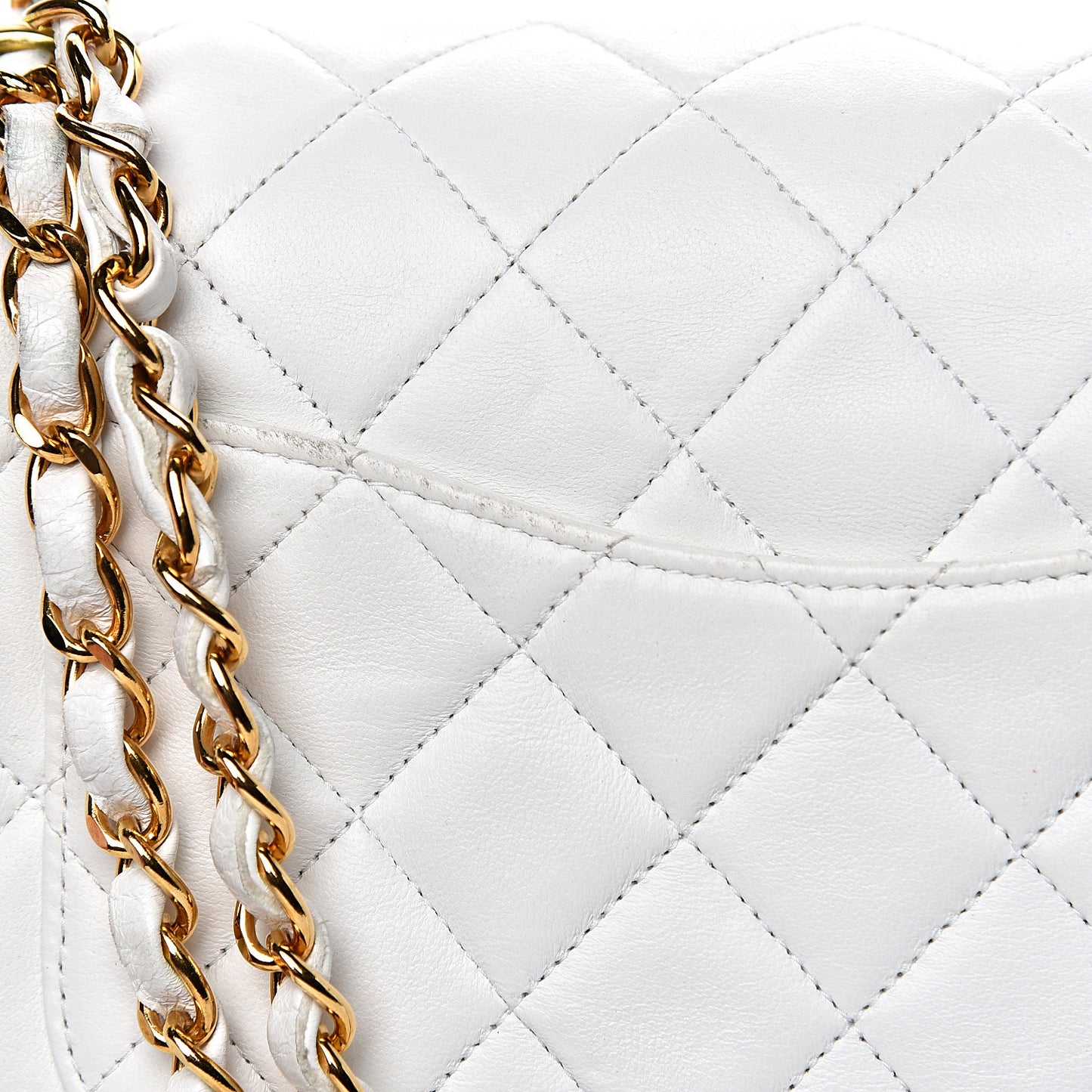 Lambskin Quilted Medium Double Flap White