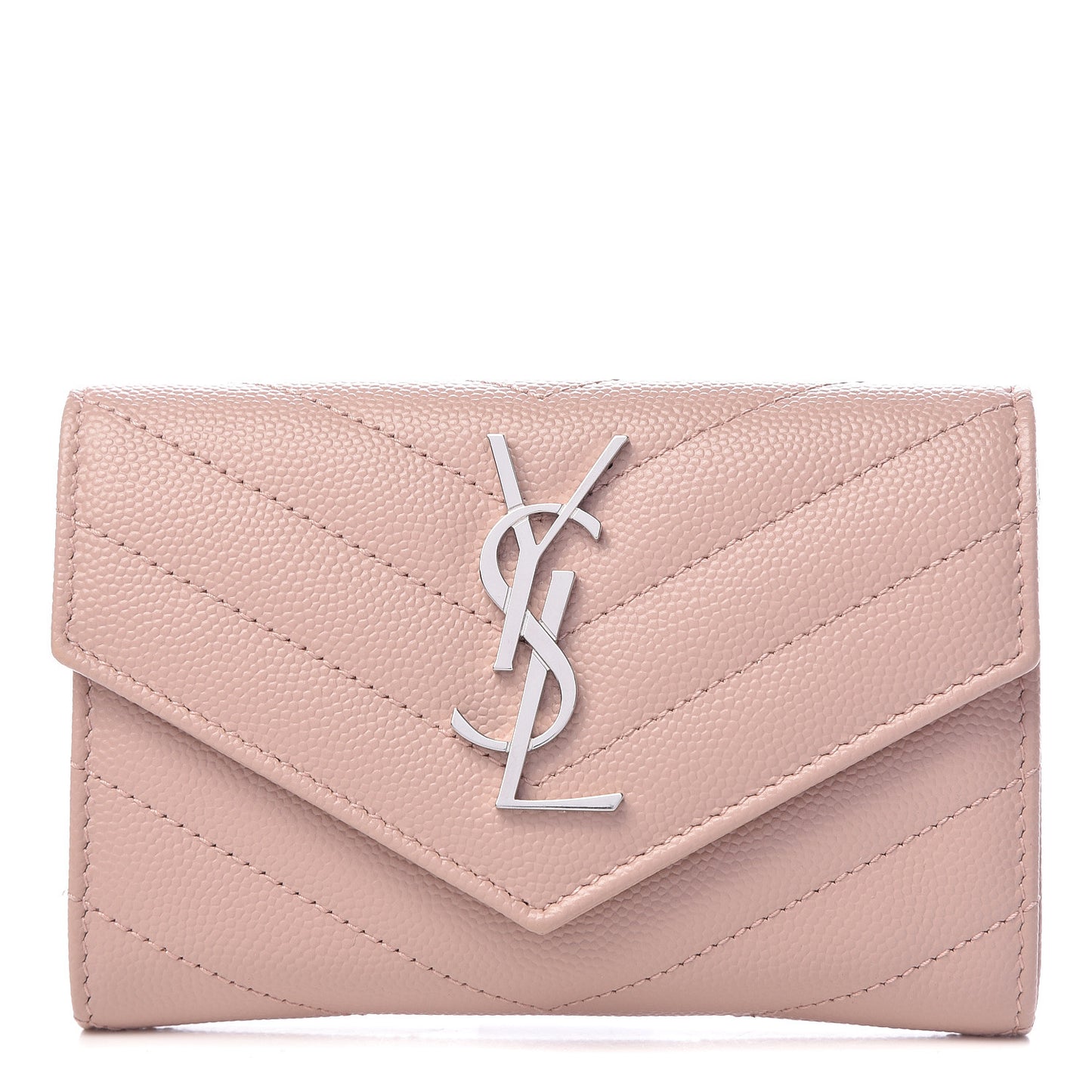 Grain De Poudre Matelasse Chevron Small Monogram Envelope Wallet Pale Blush