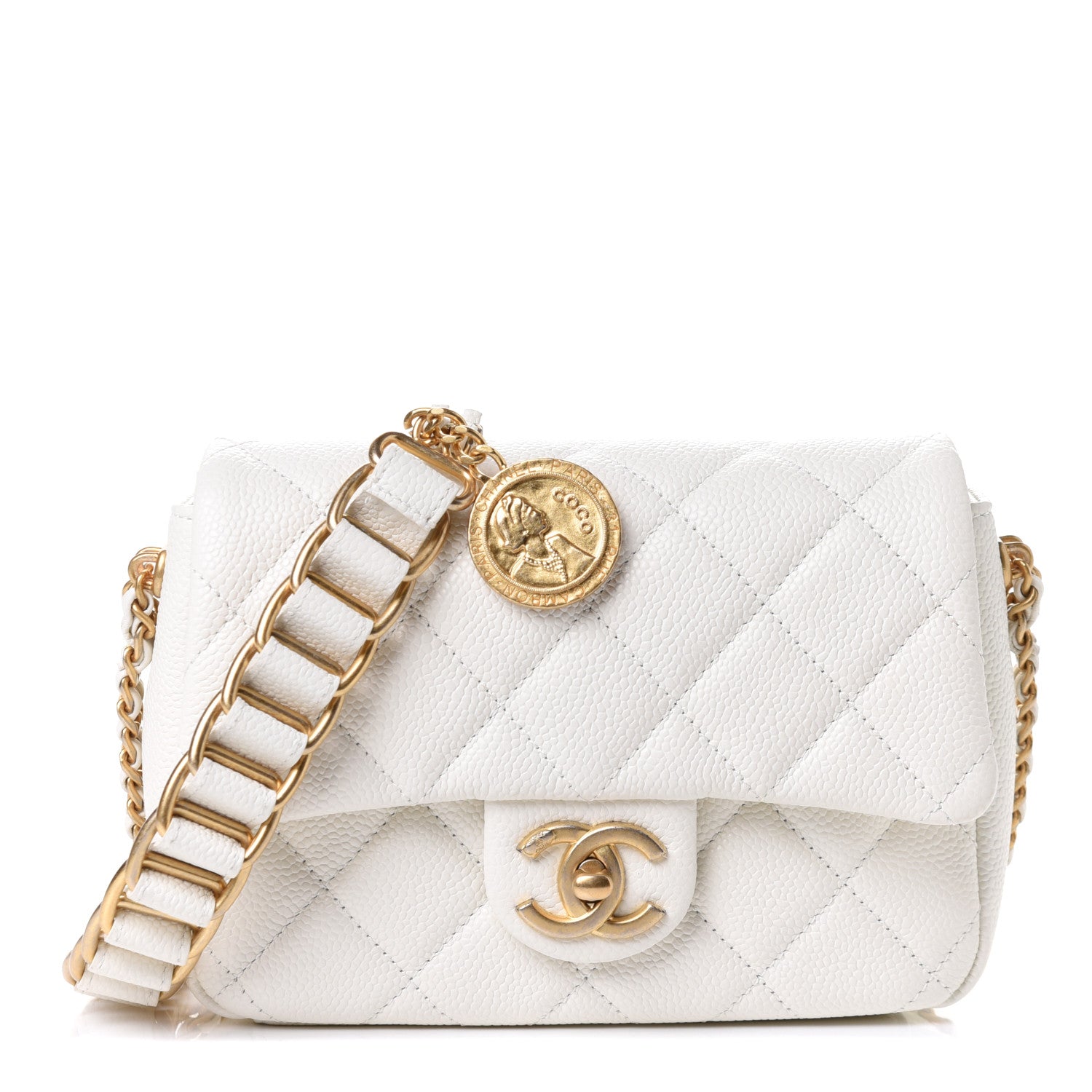 Chanel Caviar Quilted Mini Chain Soul Flap White 2 of 10