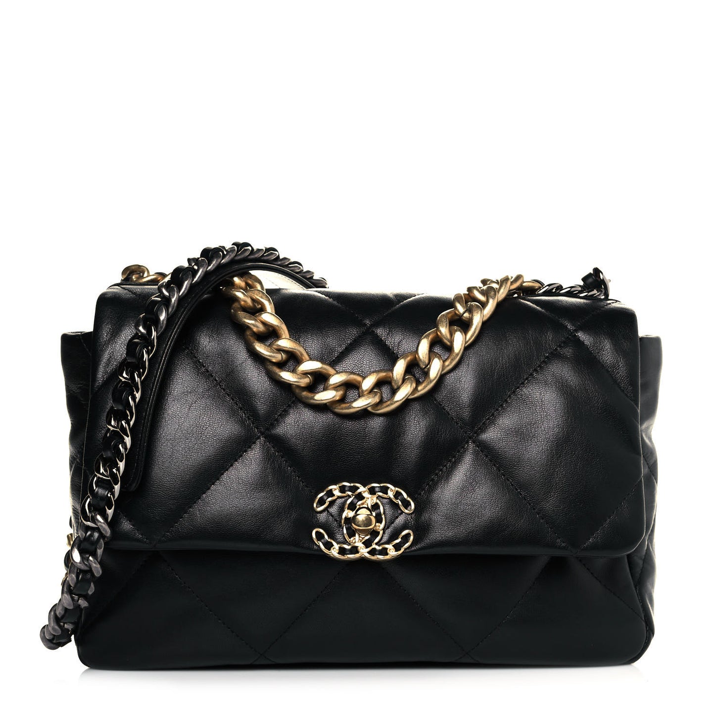 Lambskin Quilted Large Chanel 19 Flap Black