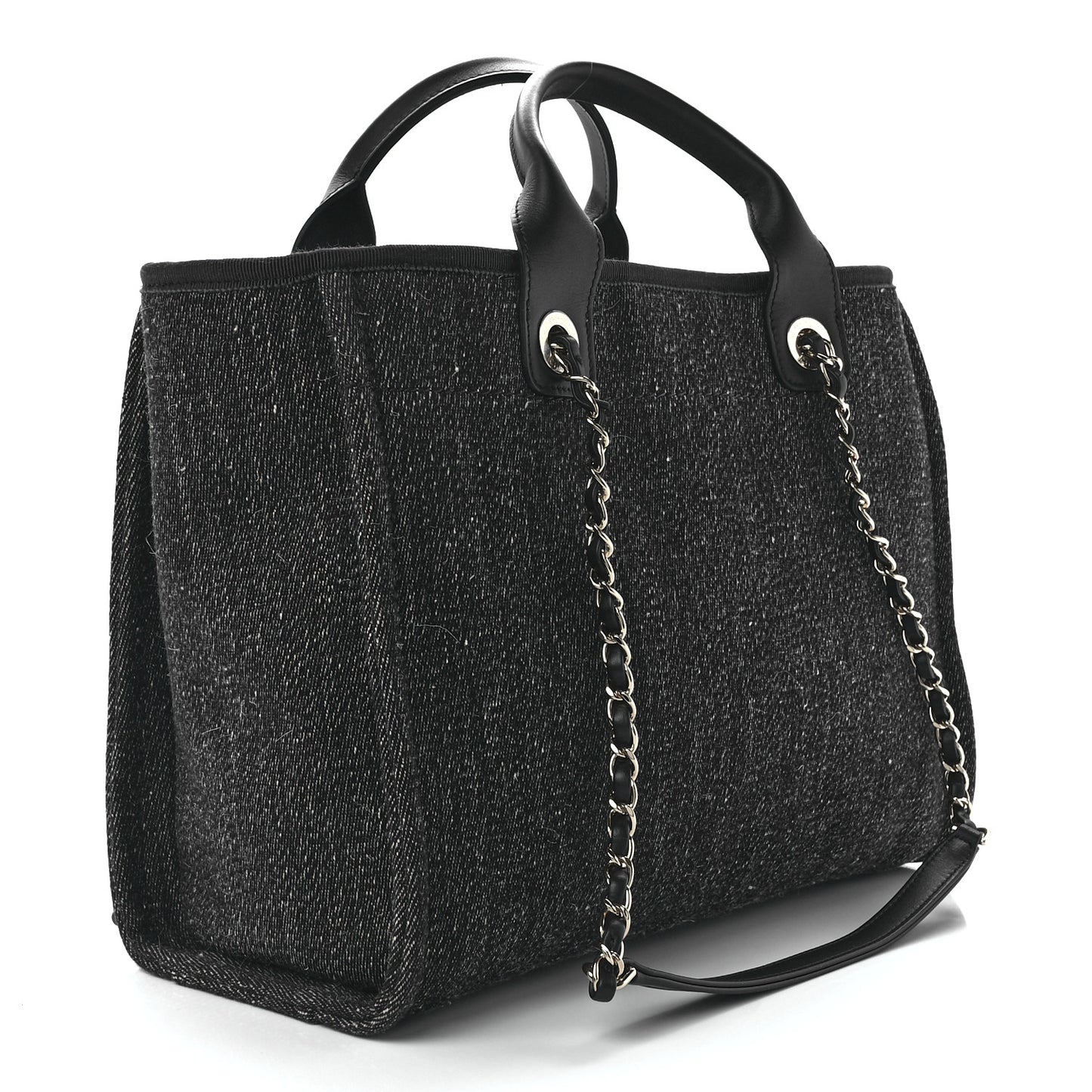 Denim Small Deauville Tote Dark Blue White