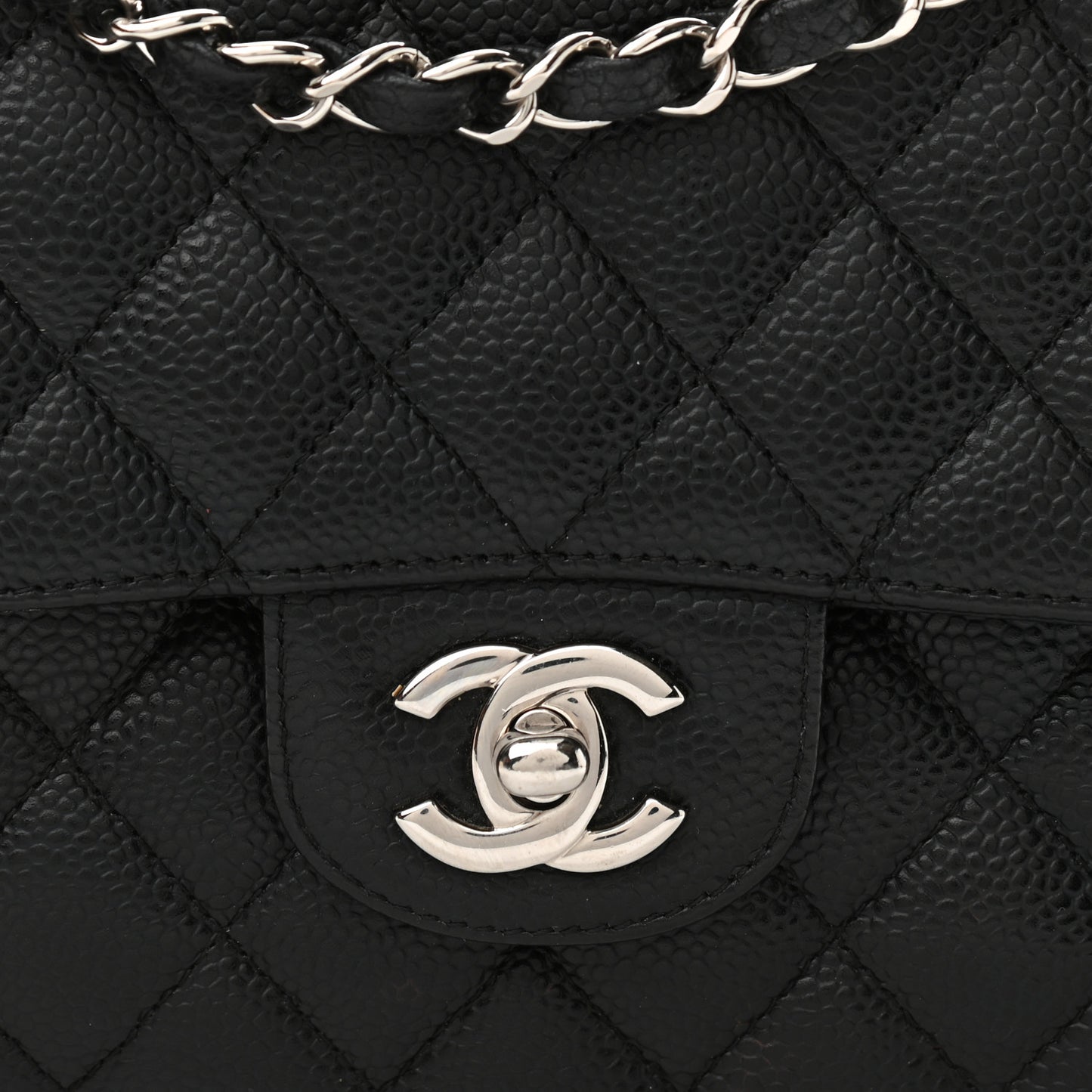 Caviar Quilted Medium Double Flap Black