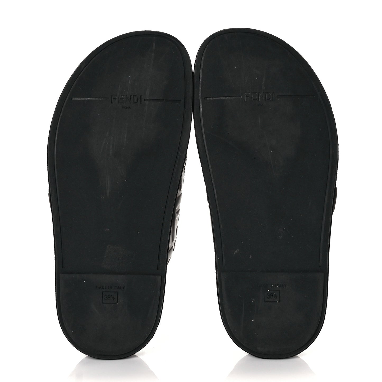 Calfskin FF Embossed Slide Sandals 38.5 Maya Black