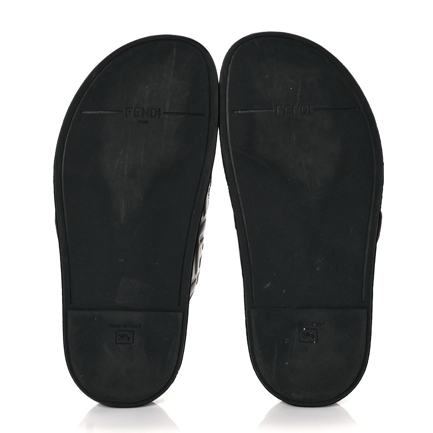 Fendi Calfskin FF Embossed Slide Sandals 38.5 Maya Black 14 of 27