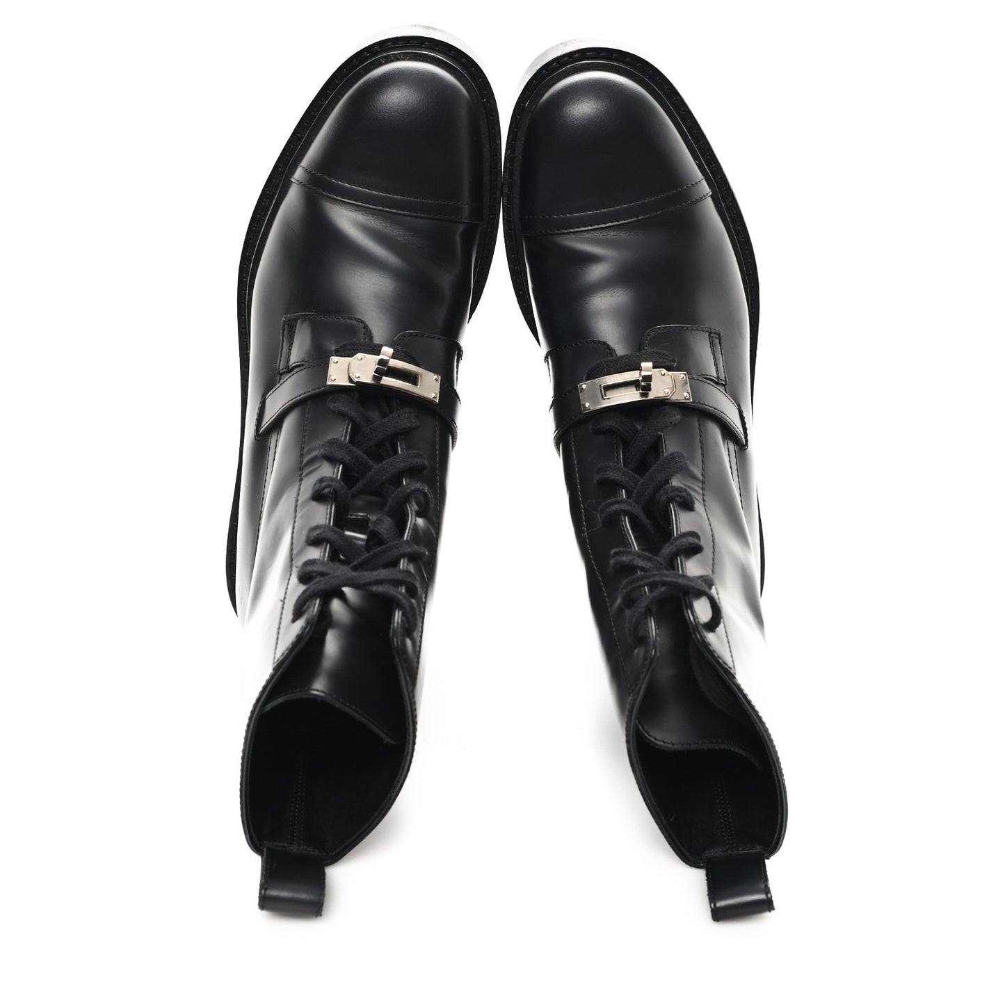 Glossed Calfskin Funk Ankle Boots 37 Black