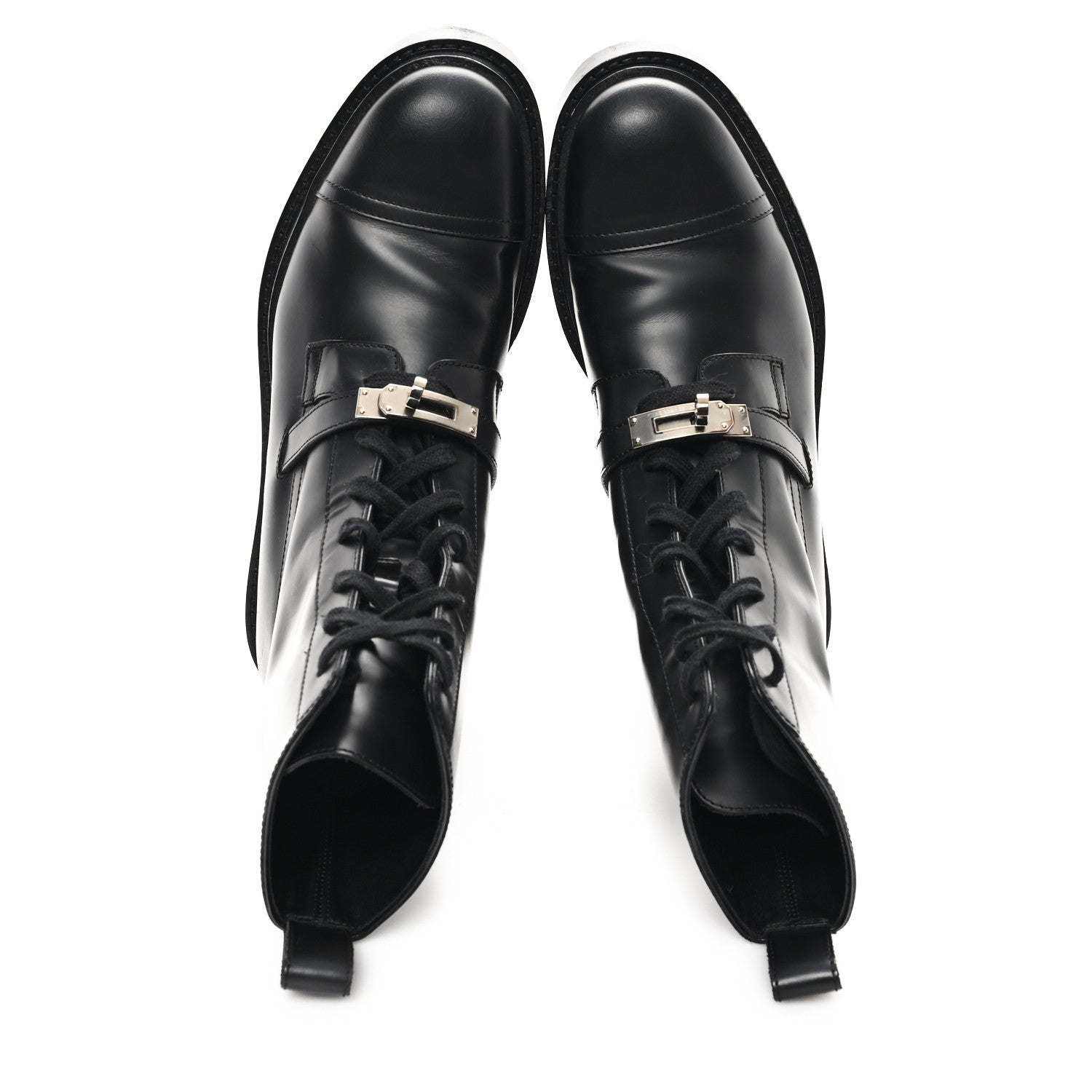 Hermes Glossed Calfskin Funk Ankle Boots 37 Black 2 of 10