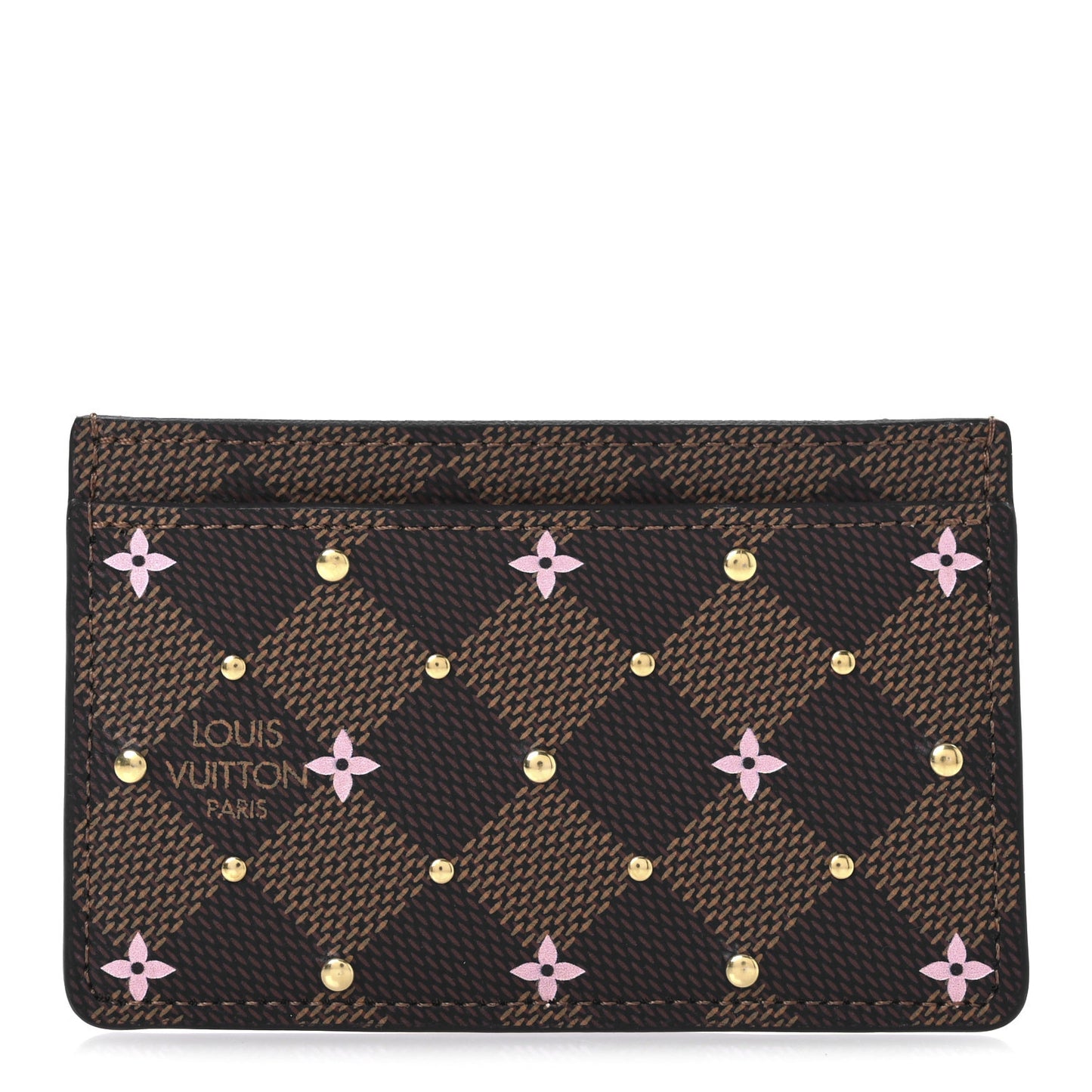 Damier Ebene Studded Card Holder