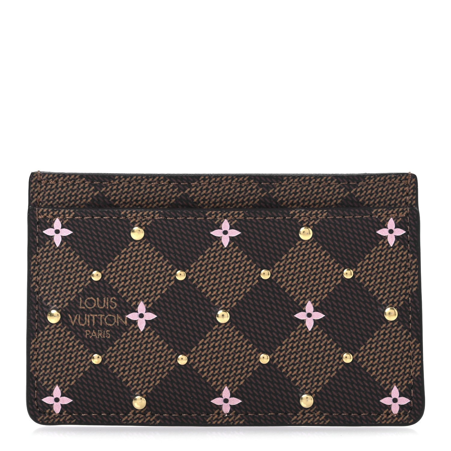 Louis Vuitton Damier Ebene Studded Card Holder 1 of 7