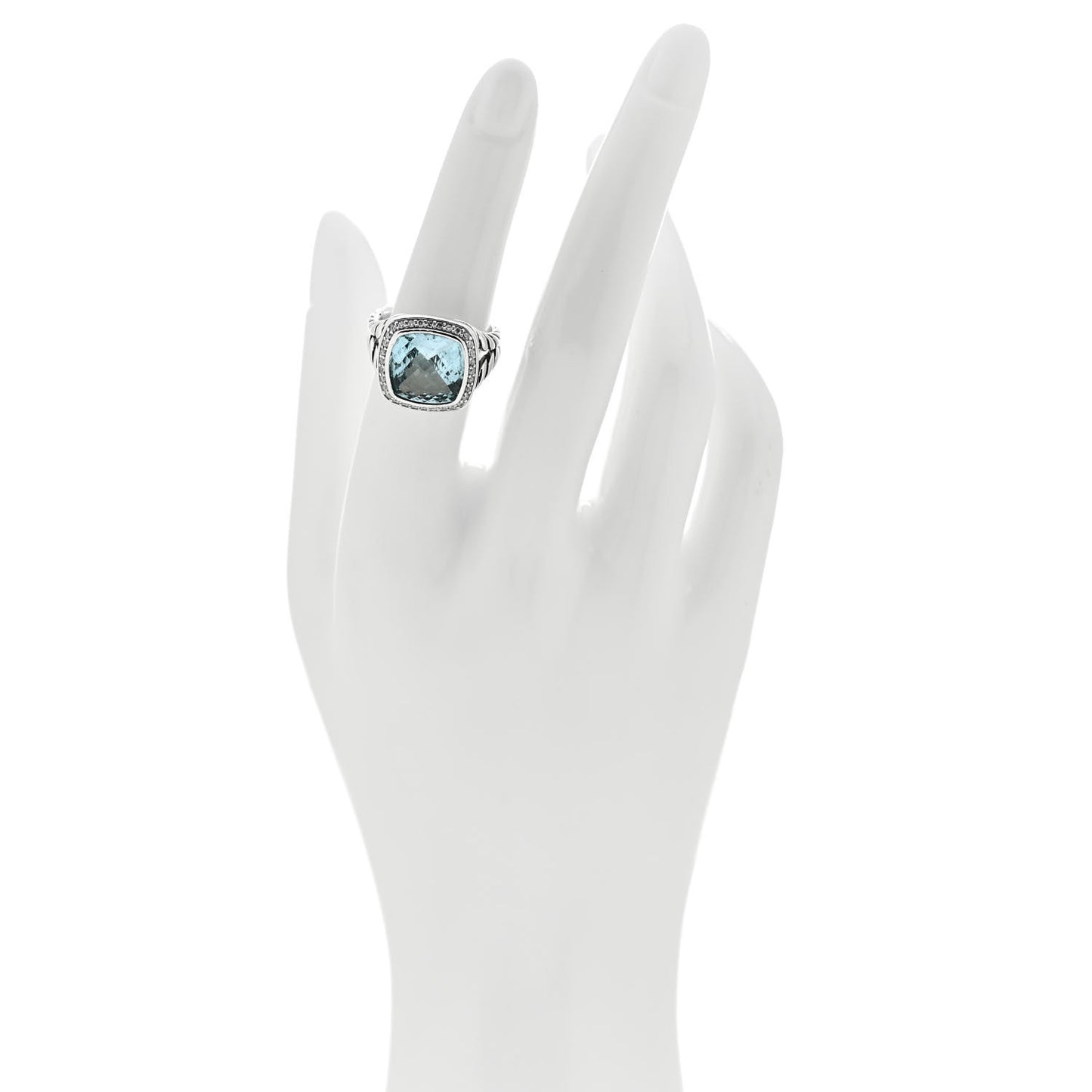 Sterling Silver Diamond Blue Topaz 11mm Albion Ring 52 6