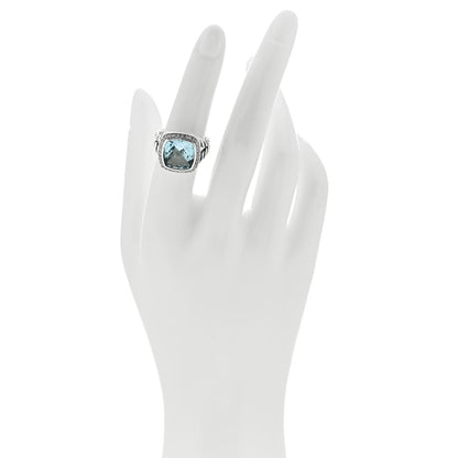 David Yurman Sterling Silver Diamond Blue Topaz 11mm Albion Ring 52 6 2 of 5