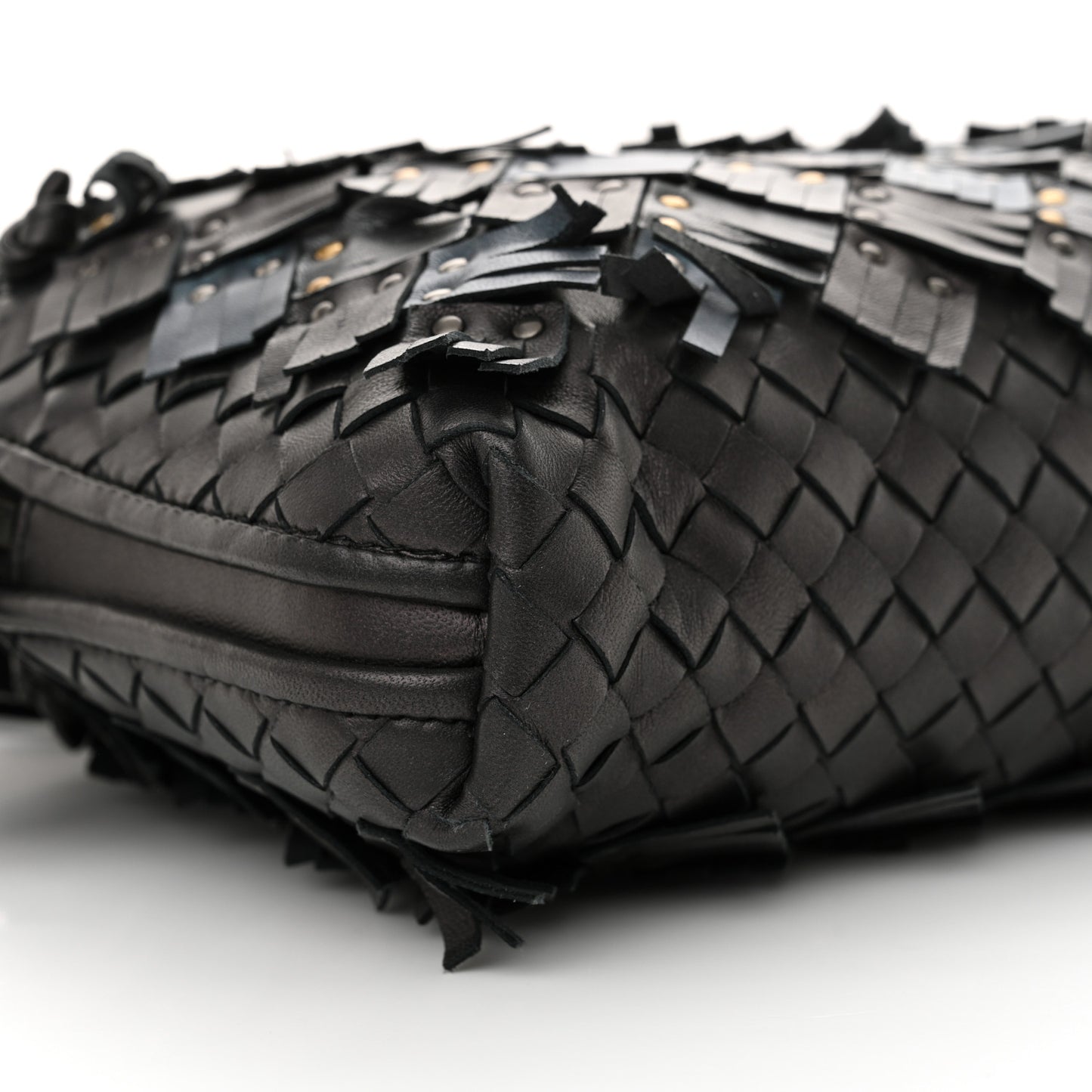 Nappa Intrecciato Fringe Studded Nodini Crossbody Messenger Multicolor