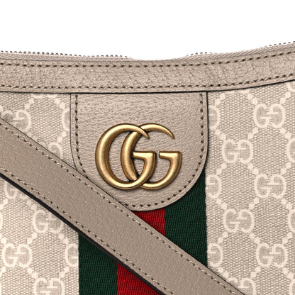 Gucci GG Supreme Monogram Textured Dollar Calfskin Web Small Ophidia Half Moon Hobo Beige Mystic White Oatmeal 8 of 11