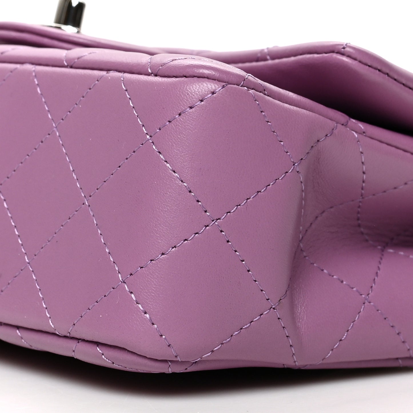 Lambskin Quilted Mini Rectangular Flap Purple