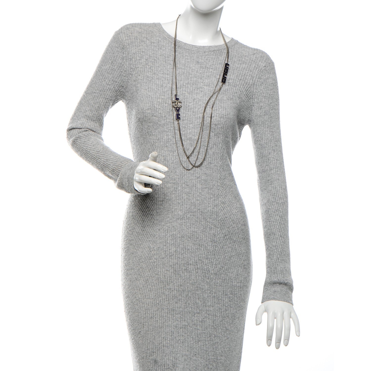 Chanel Baguette Crystal Coco Love CC Long Necklace Silver Purple 2 of 6