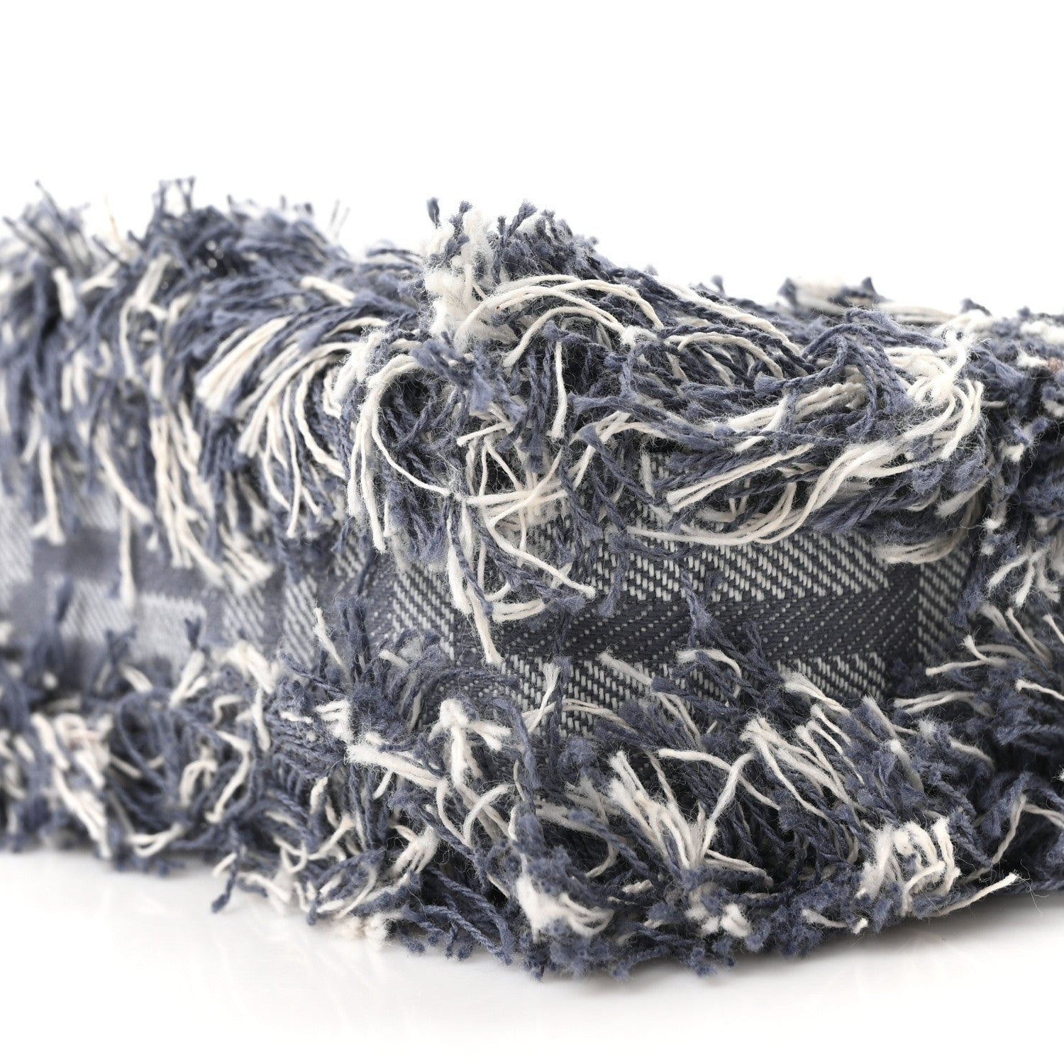 Fendi Denim Vitello Fringe FF Embroidered Baguette Pouch Myrtle Dark Nut 9 of 9