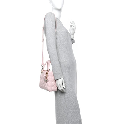 Christian Dior Lambskin Cannage Small Lady Dior Rose Soupir 2 of 9