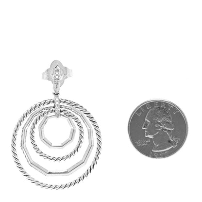 David Yurman Sterling Silver 14K Yellow Gold Diamond Large Stax Drop Earrings 2 of 5