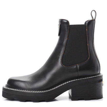 Louis Vuitton Calfskin Monogram Beaubourg Ankle Boots 38.5 Black 1 of 9
