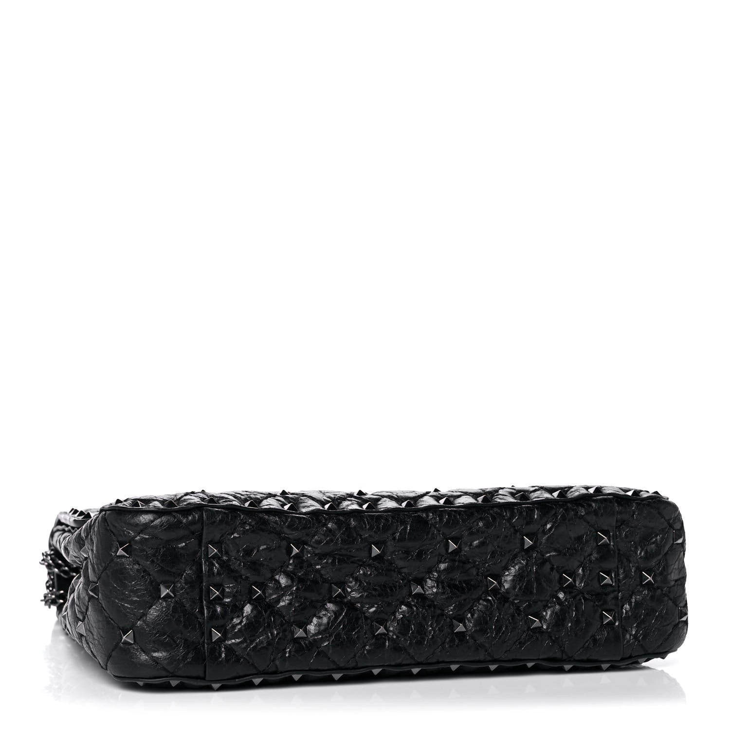 Valentino Garavani Craquele Nappa Medium Rockstud Spike Shoulder Bag Black 4 of 10