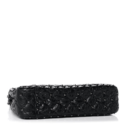 Valentino Garavani Craquele Nappa Medium Rockstud Spike Shoulder Bag Black 4 of 10