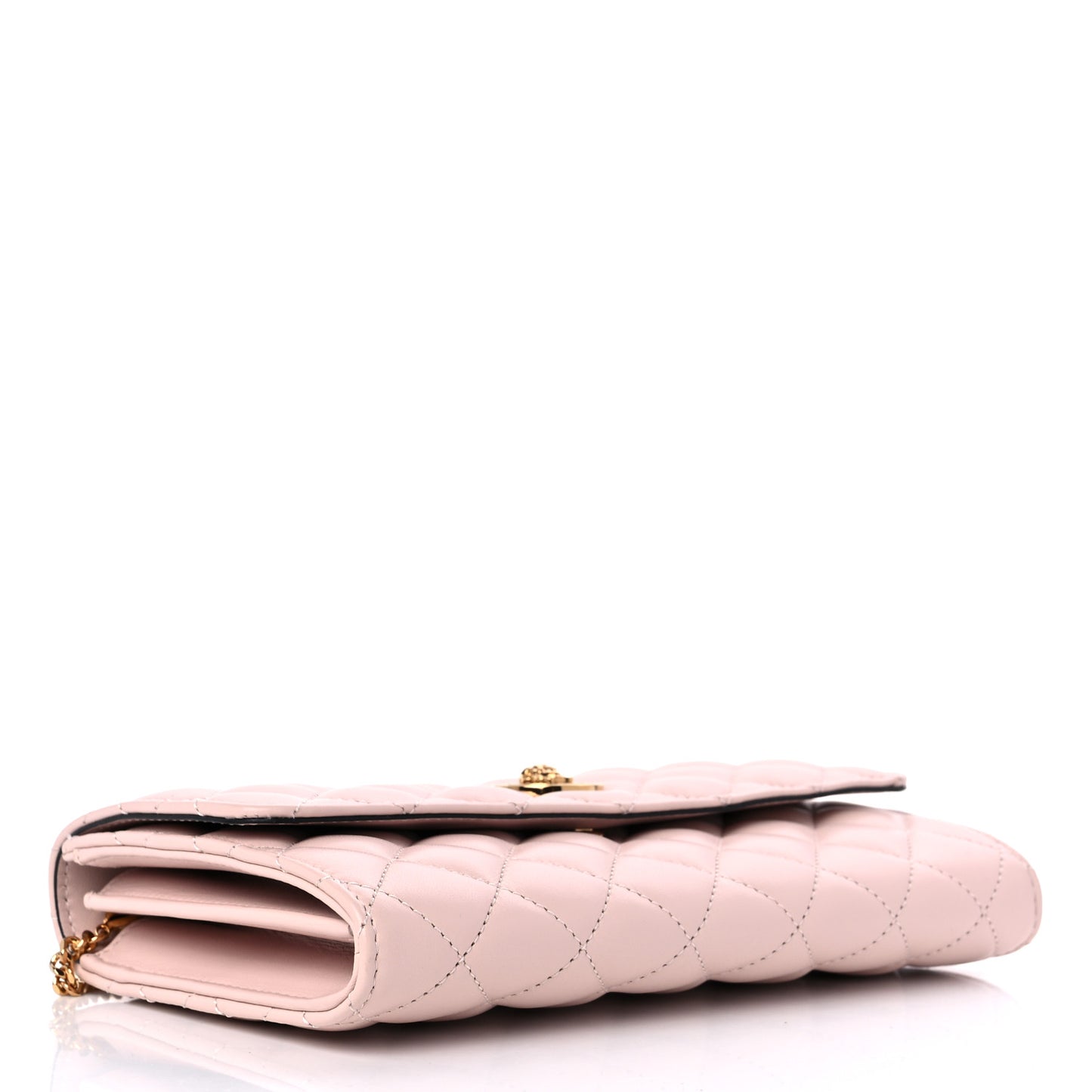 Calfskin Icon Quilted Wallet On Chain Crossbody Pink