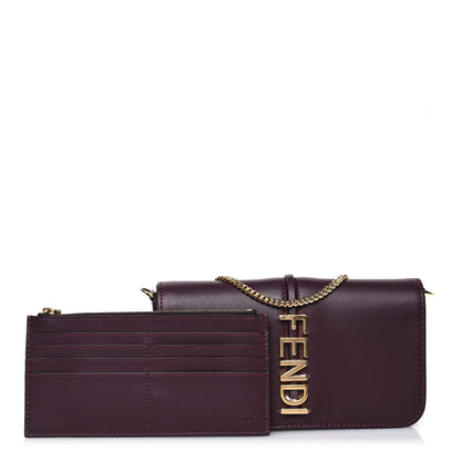 Fendi Vitello Grace Matte Fendigraphy Wallet on Chain Rosso Roma 3 of 16