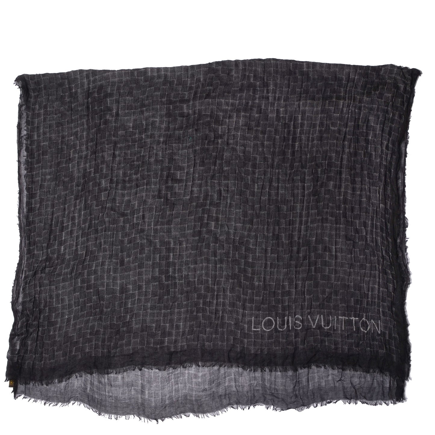 Cashmere Silk Etole Stole Damier Black