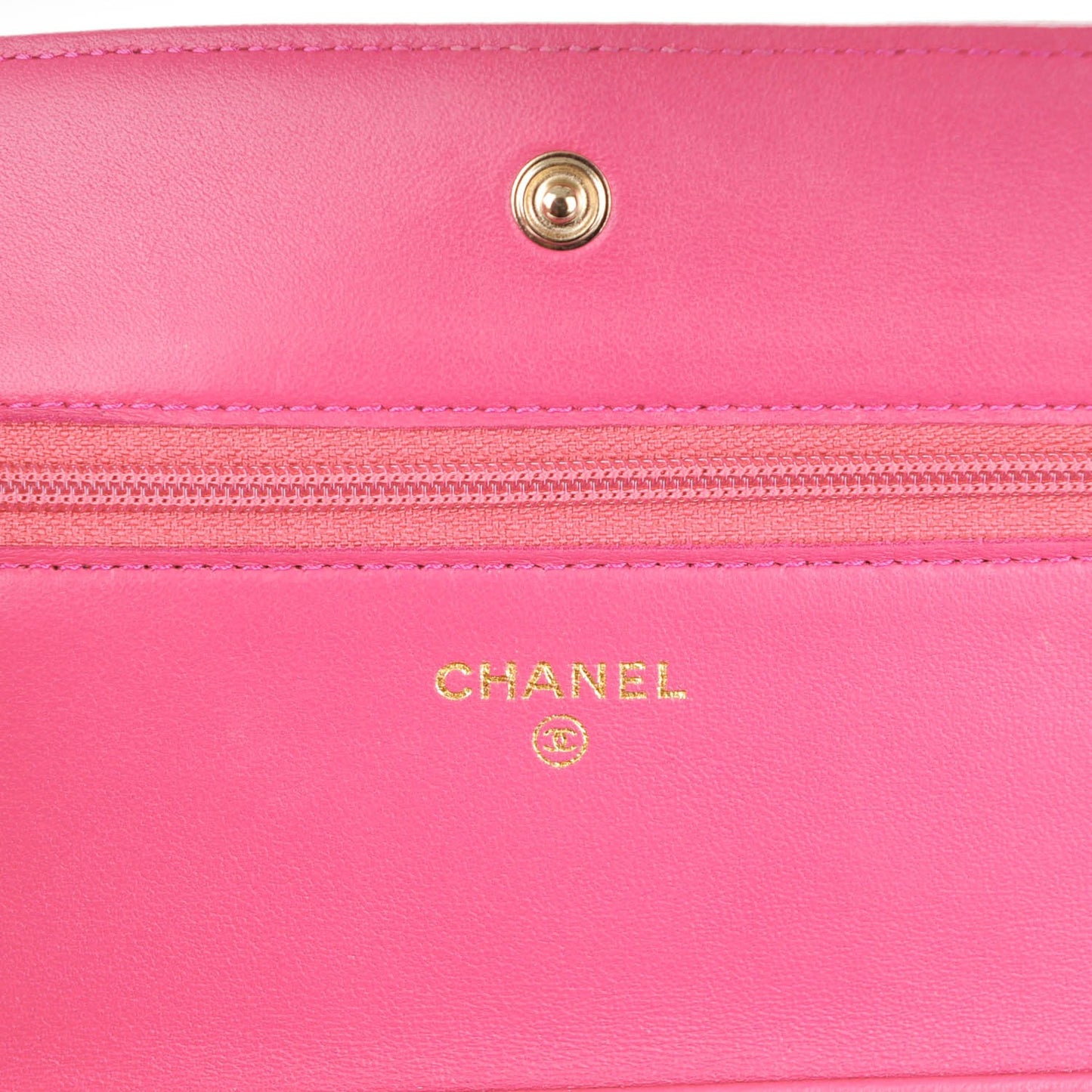 Lambskin Camellia Embossed Wallet On Chain WOC Pink