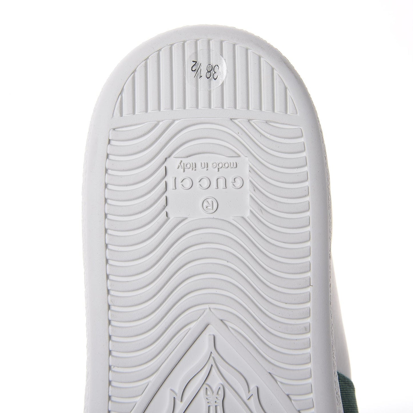 Calfskin Bee Embroidered Ace Web Sneakers 38.5 White Green