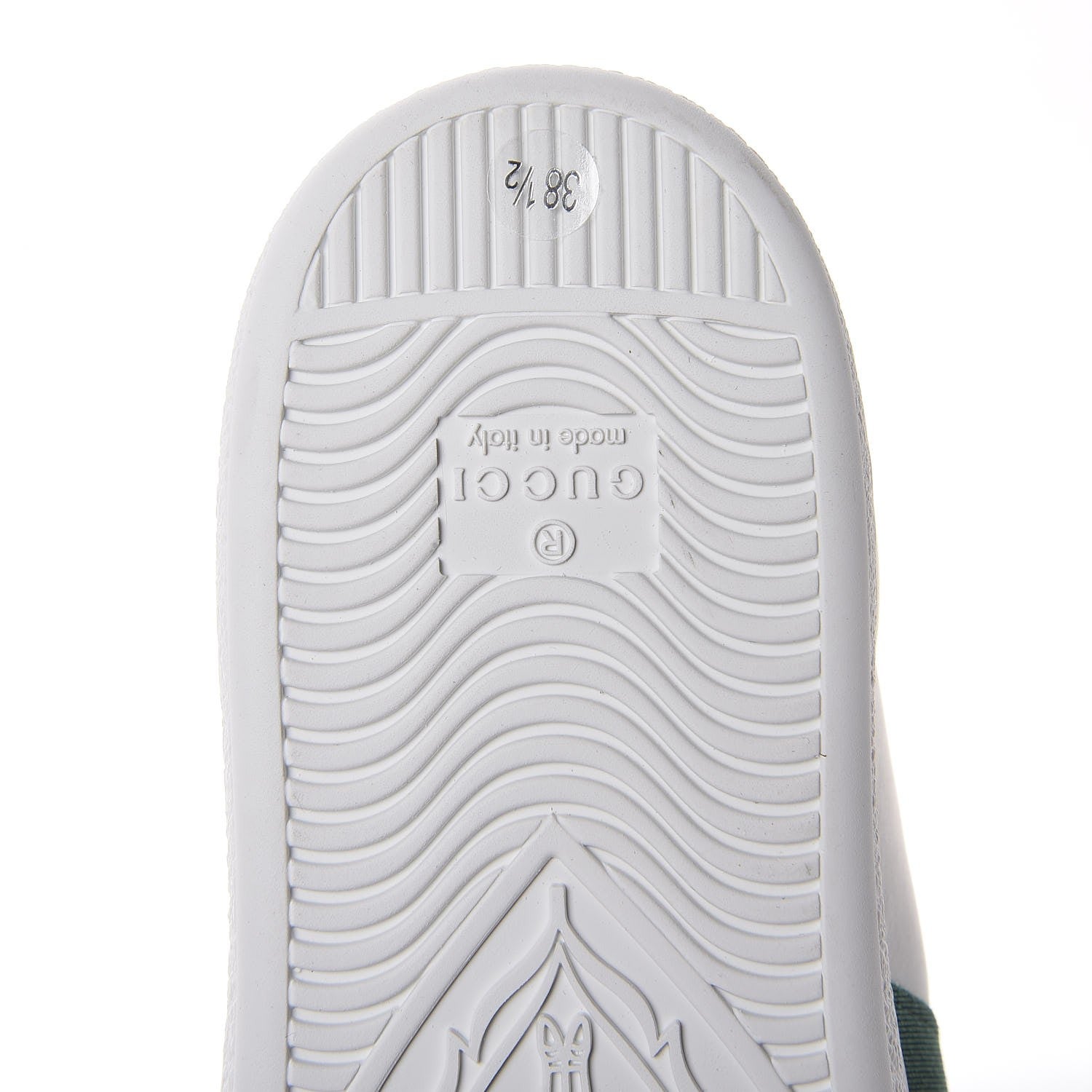 Gucci Calfskin Bee Embroidered Ace Web Sneakers 38.5 White Green 6 of 8