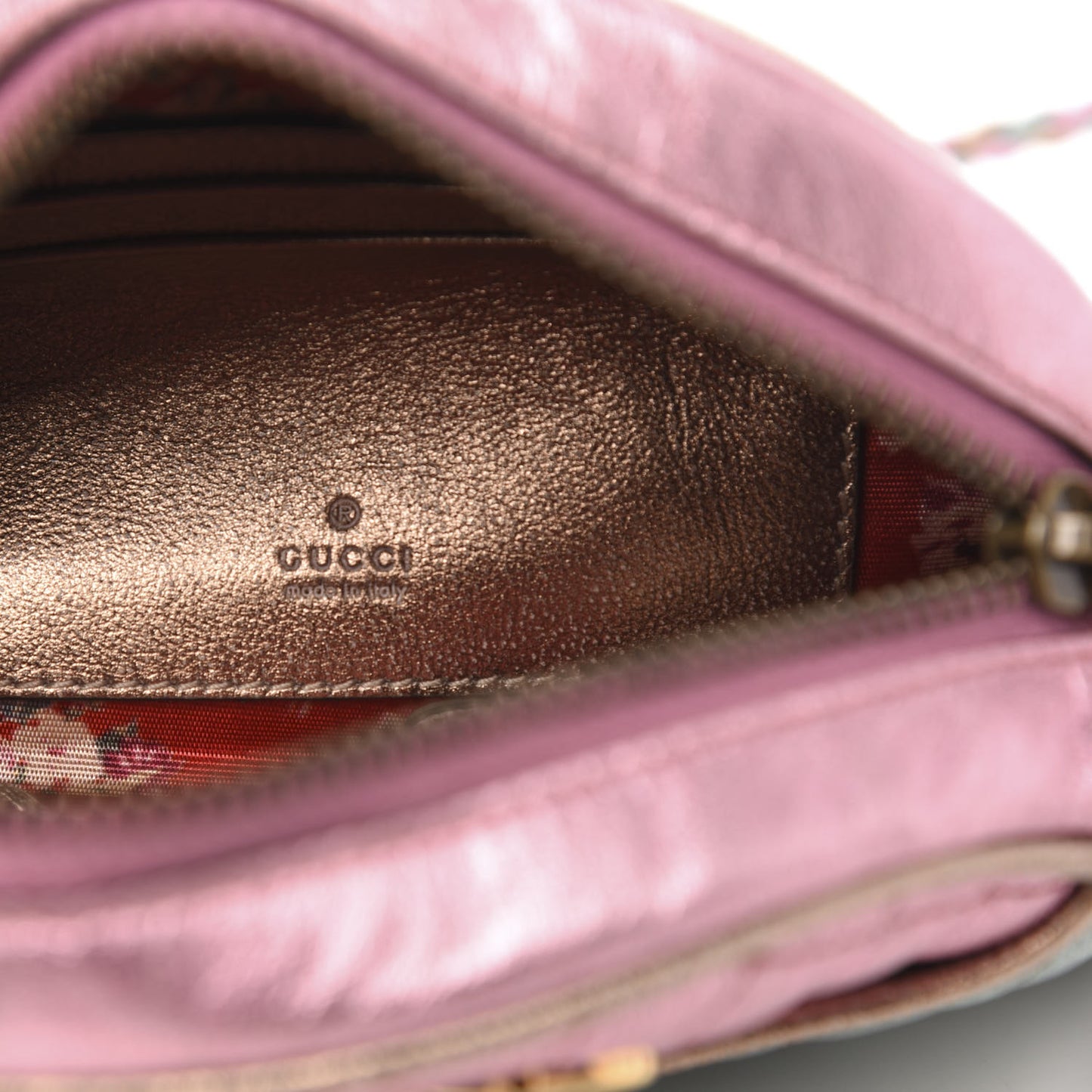 Laminated Nappa Trapuntata Mini Zumi Dome Shoulder Bag Rosa Lago Rame