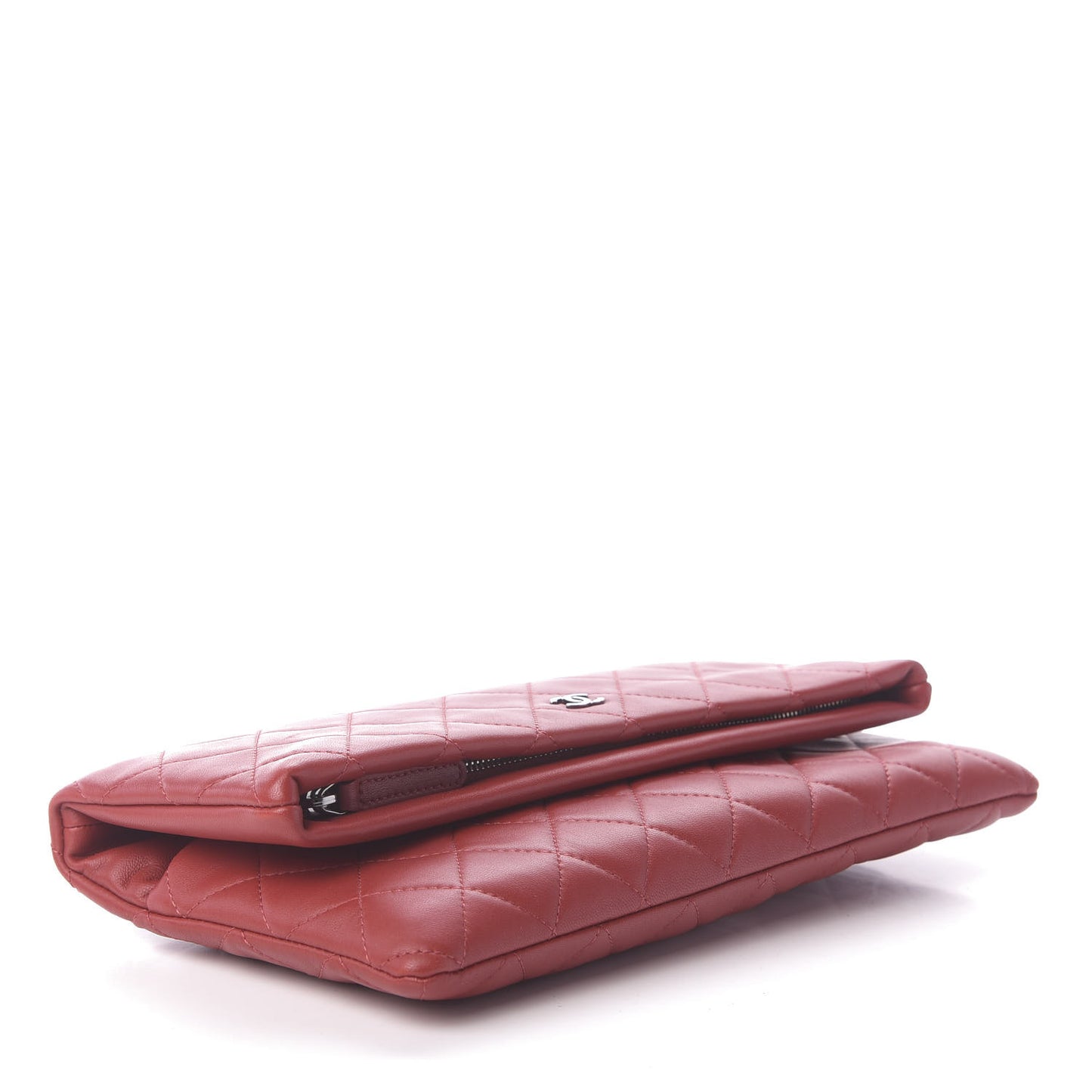 Lambskin Quilted CC Beauty Clutch Red