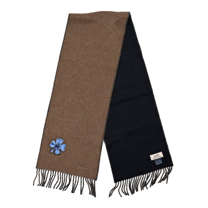 Hermes Cashmere Lucky Muffler Etoupe Marine 2 of 3